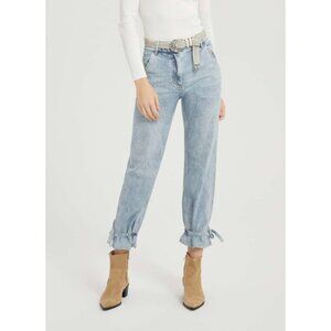 Something Navy Tie Ankle Jeans Slim Fit Relaxed Leg Size *8 Acid Wash